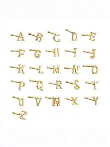 1件S925纯银A-Z字母鼻钉，纯银鼻钉/耳钉，低过敏性，26个字母鼻钉，字母穿孔饰品，饰品，个性，鼻部穿孔饰品，小巧精致，适合日常佩戴。 - 彩色 - 查看 2