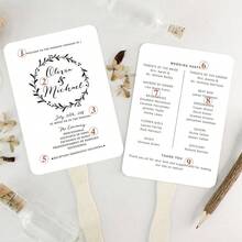 1/10/30pcs Customized Wedding Paper Fans, Personalized Printed Ceremony Fans With Wooden Sticks (Ribbon Not Included), Minimalist Boho Style, White/Black Fans - Multicolor - View 23