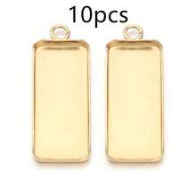 10个/包不锈钢长方形托盘吊坠，10x25毫米方形珠宝底座，宝石镶嵌DIY配件 - 方形托盤 - 查看 7