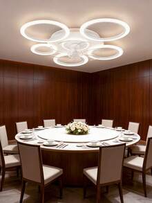 Modern 5-Ring LED Ceiling Fan With Light, Flush Mount Dimmable Fan Light With Remote, Quiet Bladeless Ceiling Fan For Bedroom Living Room - one-size - View 7