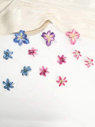 Presilha de cabelo feminina colorida com flor de íris artificial, estilo boêmio, acessório floral tropical ideal para praia no verão, casamentos, festas de noivado, ensaios fotográficos, perfeita para penteados femininos e delicados.