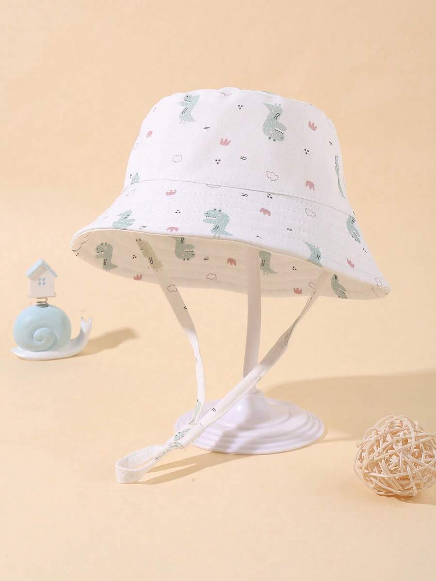 这款可爱的恐龙长绳儿童渔夫帽，适合女孩春夏日常休闲穿着。 - 彩色 - 查看 1