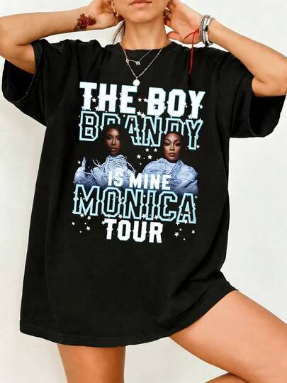 T-shirt surdimensionné en coton 100% R&B pour la tournée "The Boy Is Mine" de Brandy & Monica