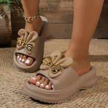ASOFTER Summer New Fashionable Elegant Women's Sandals, Rabbit Ear Buckle Decor Thick Sole Slippers, Suitable For Cherry Blossom Season, Graduation Season, Valentine's Day - Khaki - View 8