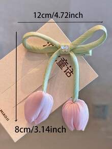 2个花朵郁金香蝴蝶结发夹，网状发饰，适合春夏佩戴，精美礼品之选 - 彩色 - 查看 2