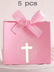 5pcs Christian Baptism Candy Boxes, Wedding Communion Ceremony Favors, Cross Foil Candy Boxes - Multicolor - View 10