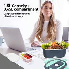 50.72oz Insulated Lunch Box, Portable Fast Heating Food Warmer, Stainless Steel Food Container With Tray, Multi-Voltage 12V/24V/110V, For Office Kitchen Travel Car Truck Outdoor Use - 查看 5