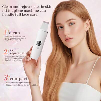 Ultrasonic Face Cleanser - USB Rechargeable, Vibrating Face Scraper For Blackhead Removal, Spatula-Shaped Exfoliator Beauty Tool, Affordable Skincare Device