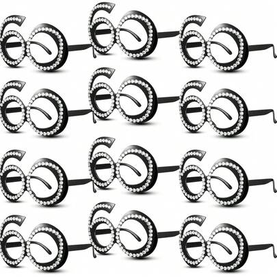 1/2/3/5pcs 60th Birthday Glasses, 60th Birthday Party Glasses, Funny Plastic Eyewear 60th Birthday Decorations For Women's Birthday Party Celebration Decor Favors(Black)
