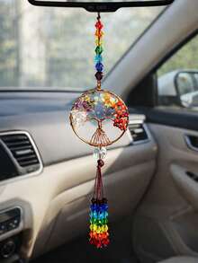 生命之树太阳捕手水晶装饰、家居装饰、房间装饰、墙壁装饰 - 彩色 - 查看 4