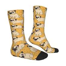 1双哈巴狗图案男士嘻哈原宿风快乐高品质印花船袜休闲礼物 - 彩色 - 查看 5