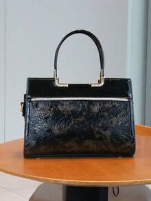 2026春夏新款亮面漆皮高端女士手提包，奢华优雅OL成熟魅力女士托特包，时尚黑金蛇纹大号包，百搭优雅单肩斜挎包，高品质礼品 - 彩色 - 查看 13