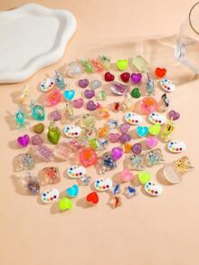 20pcs/Pack Mixed Glow-In-The-Dark Ocean Shell & Fruit Series Transparent Sparkling DIY Bag Charm, Keychain, Bracelet Jewelry Accessories - Marine Series Mixed Transfer - View 2