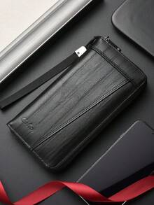 新款男士长款钱包，大容量多卡位拉链钱包，多功能高端优雅设计，1件装 - 彩色 - 查看 6