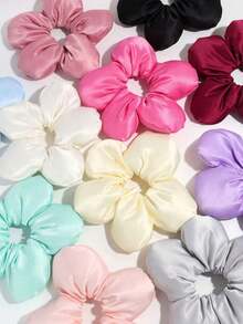 1pc Women Satin Flower Decor Hair Scrunchie, Elegant And Fashionable Accessory Suitable For Daily Use, Gift For Her Scrunchies Hair Ties Scrunchy Hair Ties Head Accessories Ponytail Holder - Hồng - Xem 10