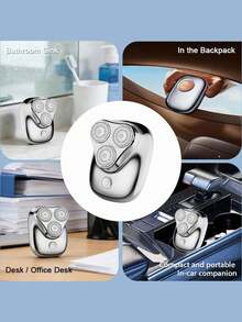 SKYWORTH 300mAh High Capacity Battery Electric Shaver, IPX7 Waterproof, Wet/Dry Use, Fully Washable, 3 Precision Steel Blades, One-Touch Start, Premium Silver Appearance, Suitable For Use In Shower, Reduces Skin Irritation - Multicolor - View 6