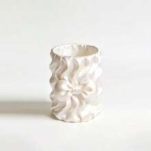 Multi-Functional Makeup Brush Holder, Minimalist White Silk Desktop Organizer, Space-Saving And Neat Appearance - View 1