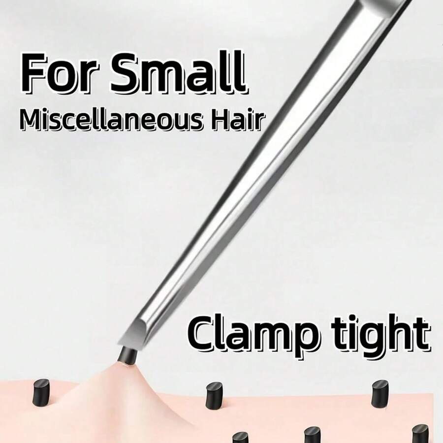 高品质不锈钢眉镊，脱毛钳，内生毛镊，弯头眉镊，面部护理工具 - 銀色 - 查看 1