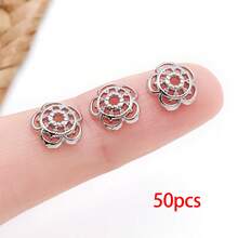 50pcs Bead Caps 18K Golden Plated Pretty Filigree Flower Bead Caps Brass Flower End Caps Loose Beads For Bracelet Necklace DIY Jewelry Making Crafts Supplies - Multicolor - View 18