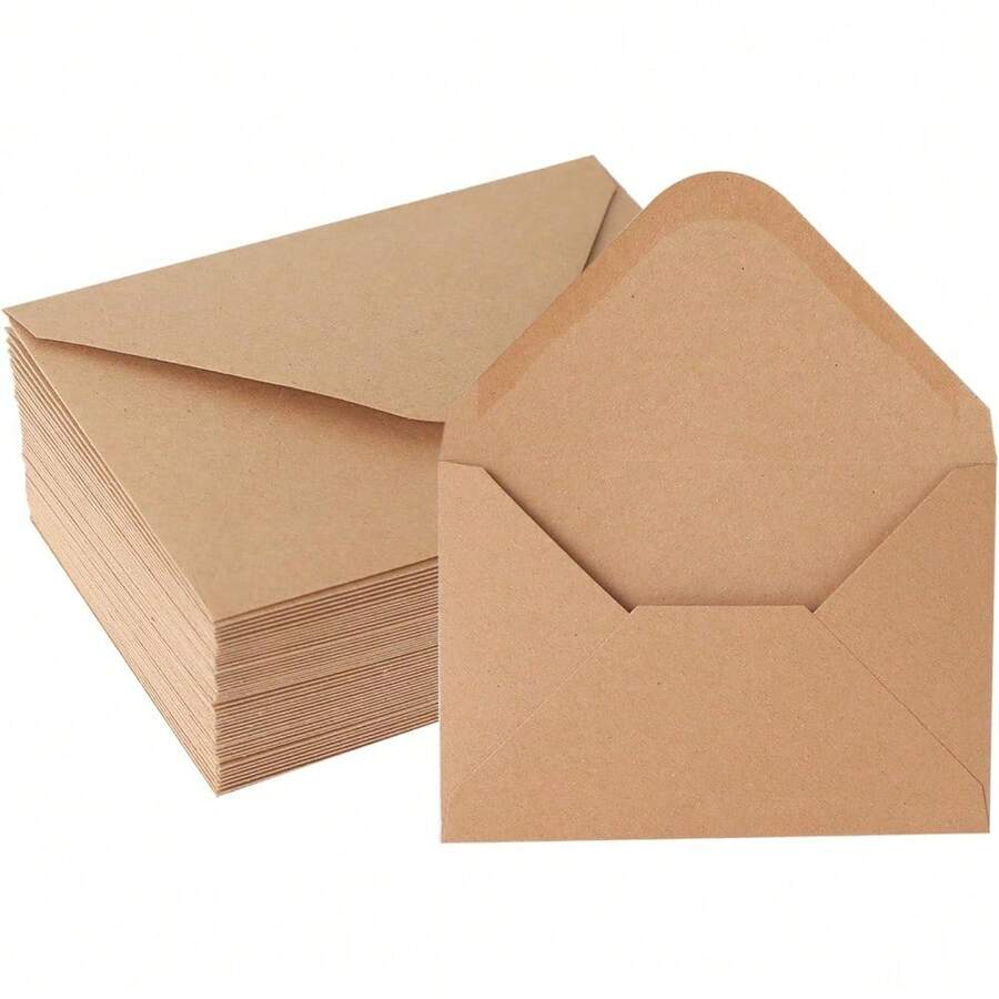 1/20个，4 x 6英寸，A4信封，卡片信封，棕色信封，牛皮纸信封，适用于邀请函、明信片，水性胶，带胶封口 - 查看 1