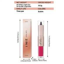 QIUFSSE Lip Liner & Gloss Lipstick Combo - 2 In 1 Dual-Ended Lip Combo Set, Black Velvet Matte Lip Liner & Buildable Clear Mirror Glowy Lip Gloss Kit For Women, Long Wear Shiny Plumping Finish, 08 - 2In1 Lipstick Lipgloss#08 - 查看 2