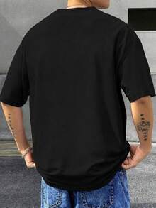 Men Plus Size T-Shirts - 黑色 - 查看 2