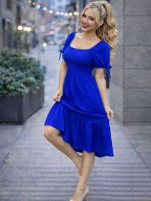 VESTIDO LARGO TIPO CAMPESINO CON MANGA MOD. ALY - azul real - Ver 5