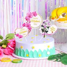 12 piezas Decoración para pastel del Día de la Madre con corazón, diseño de flores rosas y rosas, Mejor mamá siempre, decoración para pastel y cupcakes con corazones, amor y mejor mamá para decoración de fiesta de cumpleaños de mujeres y Día de la Madre - Ver 7