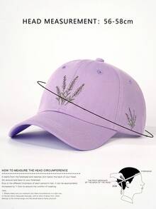 1pc Embroidered Lavender Baseball Cap, Adjustable, UV Protection, Casual Hat Suitable For Spring, Autumn, Travel, Beach, Men, Y2K Style - Baseball Cap - View 7