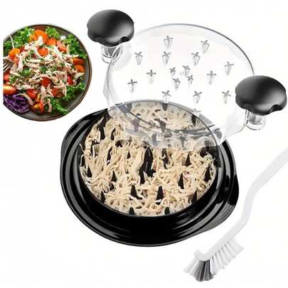 1 cái dụng cụ xé thịt gà cỡ lớn, có sọc chống trượt, kích thước phù hợp, dụng cụ nhà bếp lý tưởng để xé thịt. Phần giữa có thể tháo rời để dễ dàng vệ sinh. Cũng có thể dùng để làm salad ức gà. Không gây bỏng, chịu nhiệt tốt khi xé thịt.