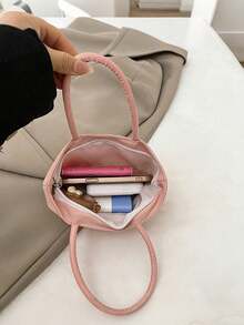 Customized Embroidered Plush Cosmetic Bag, Personalized Bridesmaid Gift, Embroidered Ladies Shoulder Bag, Single Lady Gift, Christmas Gift, Ladies Toiletry Bag, Personalized Bridesmaid Zipper Pouch - Multicolor - View 6