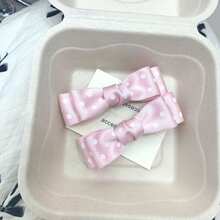 1-10pcs Ethereal Lace Bow Hair Clips, Lolita Side Bangs Clips, Sweet Ponytail Clips For Women - Polka Dot Bow Hair Clip, Pink - View 15