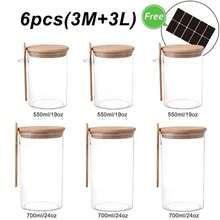 Set Of Clear Airtight Plastic Container With Wooden Spoon & Bamboo Lid, Coffee Bar Accessories Sugar Bowl Spice Jar, Aesthetic Pantry Organization - View 10