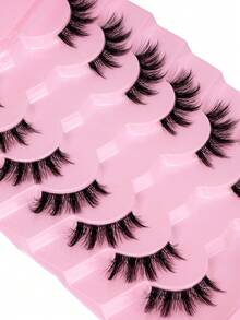 7对猫眼半条假睫毛，透明梗，3D立体轻盈，自然精致，交叉设计，适合日常佩戴和通勤。 - 黑色 - 查看 2