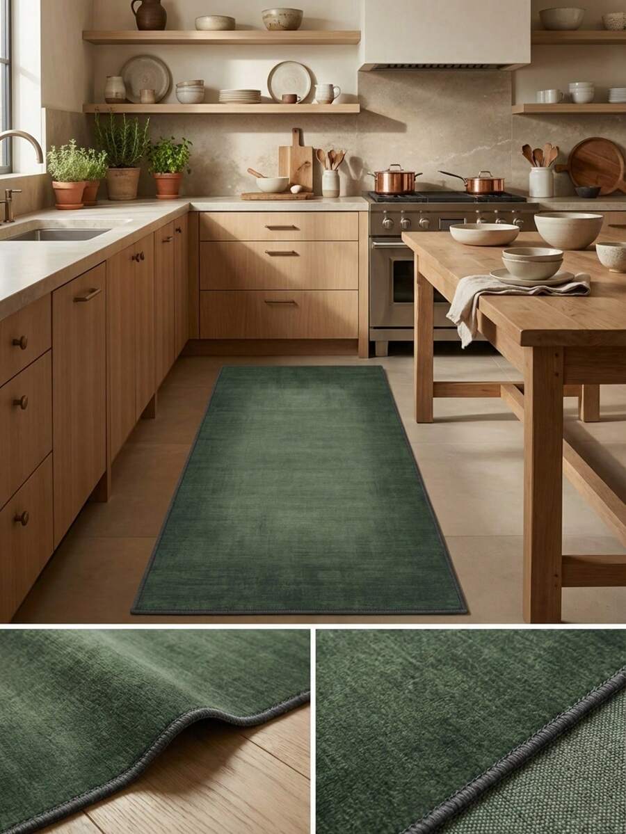 1pc Modern Simple Green Leaf Gradient Print Area Rug/Carpet/Bath Mat/Door Mat/Runner, Suitable For Hallway, Bathroom, Kitchen, Entryway, Bedroom, Living Room, Soft & Washable, Home Decor - Multicolor - View 1