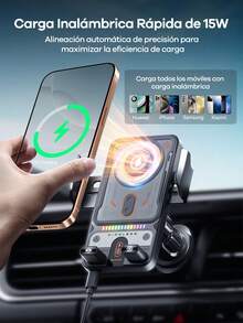 REMAX 15W Wireless Car Charger Phone Mount With Colorful Ambient Light, Infrared Auto-Open & Auto-Clamping, One-Touch 90° Rotation, Stable Vent Hook, Fits 4.0–7.2 In Phones & Cases, Car Accessories, Car Essentials, Car Stuff - F18 - View 6