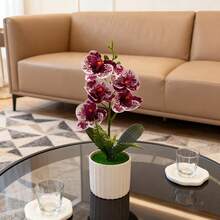 1pc Artificial Phalaenopsis Orchid - Realistic Texture Phalaenopsis Potted Plant, Fake Orchid Decor, Suitable For Home, Hotel, Office Desk, Comes With Plastic Pot - Multicolor - View 8