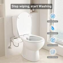Ultra-Thin Self-Cleaning Cold Water Spray Bidet Toilet Attachment, With Dual Nozzle Design For Female & Rear Cleansing, Best Christmas Gift, White/Silver - A - View 5