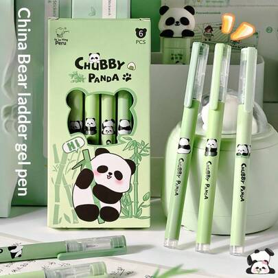 4pcs/Set High-Quality Liquid Ink Rollerball Pens, Cartoon Needle Tip Smooth Writing Large Capacity Black Ink Pens, Practical Gift For Students, Festivals, Birthdays, Delicate Craftsmanship, Household Essential