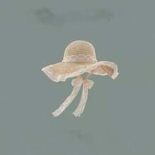 1顶新款丝带系带镂空草帽，女士夏季旅行防晒沙滩帽 - 彩色 - 查看 13