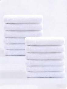 25*25cm Cotton Hotel/Kitchen Absorbent White (Thin) Washcloth, Motel Hand Towel, Multi-Purpose Facial Towel, 5pcs/10pcs Set - White - View 1