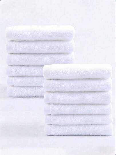 25*25cm Cotton Hotel/Kitchen Absorbent White (Thin) Washcloth, Motel Hand Towel, Multi-Purpose Facial Towel, 5pcs/10pcs Set
