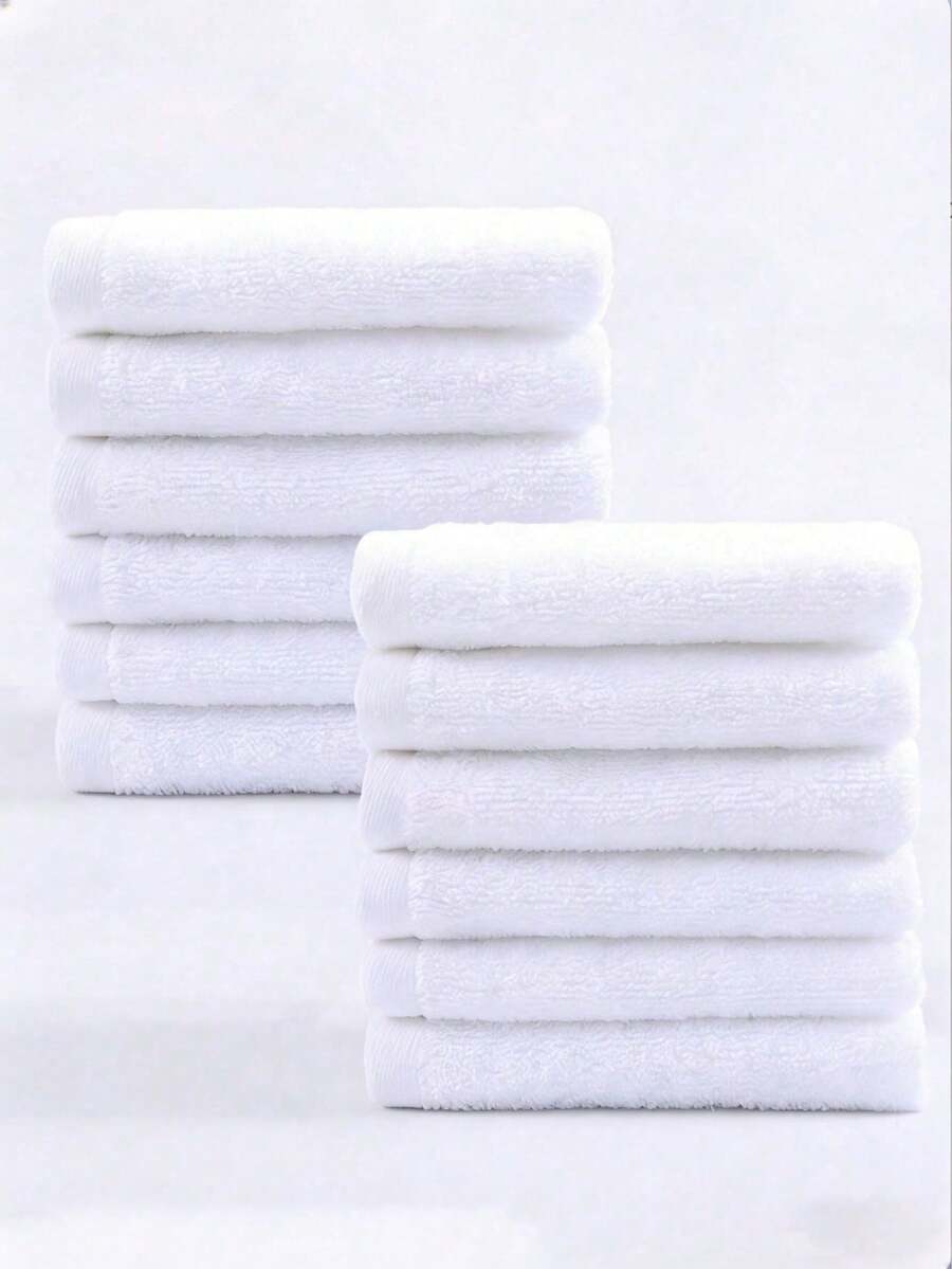 25*25cm Cotton Hotel/Kitchen Absorbent White (Thin) Washcloth, Motel Hand Towel, Multi-Purpose Facial Towel, 5pcs/10pcs Set - White - View 1