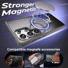 For Samsung Galaxy S24 Ultra Magnetic Magsafe Case Cover Shockproof 360 Rotate - Black - View 4
