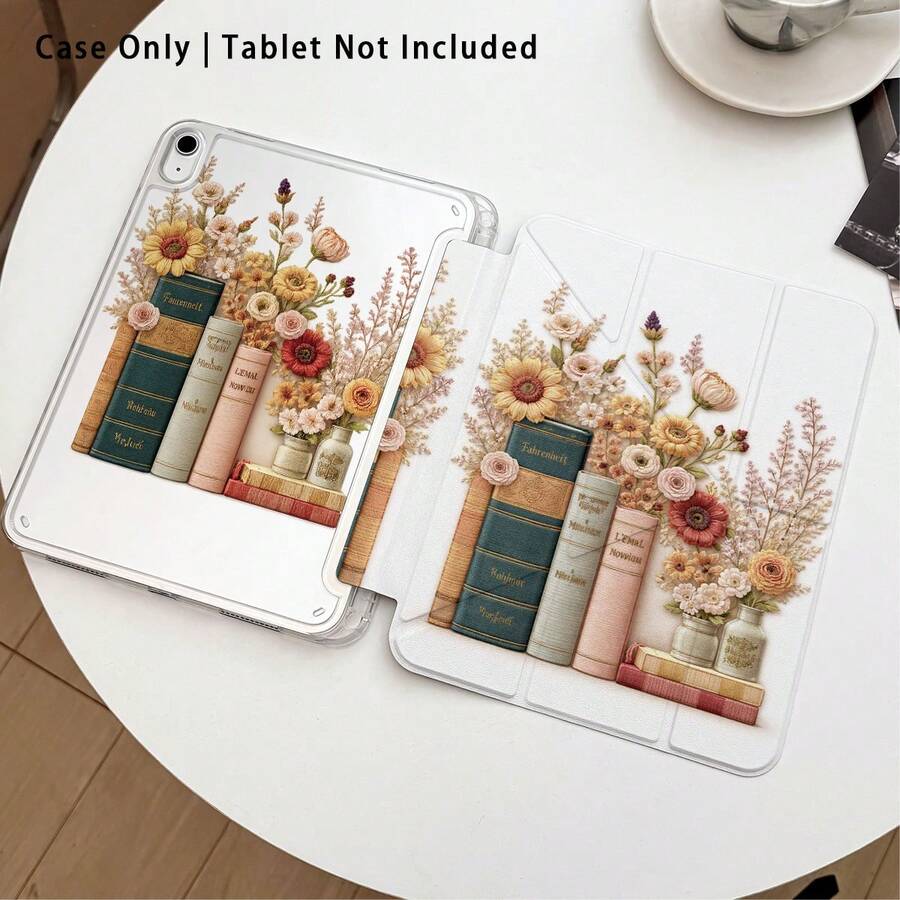 1个亚克力水晶平板电脑保护套，书本和花朵图案，可折叠支架，兼容三星A9/A9+/S9/S9FE/A11/A11+/S11/S10 FE/S10 FE+/S10 Lite，以及苹果A16 2025、Air 11/13、M3 2025、Mini 7 A17、Pro 2024、Air 11/13、M2 2024、Pro 11/13、M4 2024、Pro 12.9、7/8/9代，也兼容小米、荣耀和其他热门机型。 - 彩色 - 查看 1