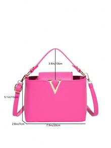 2025 New Luxury Brand Solid Color High-Quality Handbag, Women's Fashion Versatile Shoulder Bag, Large Capacity Tote Bag, Retro Casual Niche Handbag, Glossy High-End Messenger Bag, Summer Crossbody Bag, 2025 New Elegant Crocodile Pattern Large Capacity Mother Bag, Fashion Personalized Women Pillow Bag - Hot Pink - View 5
