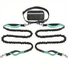 Hands-Free Dog Leash With Reflective Waist Pouch, Retractable Elastic Pet Leash For Running, Walking, Jogging - Multicolor - View 13