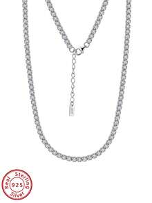 1件925纯银镀铑1.5毫米椭圆形立方氧化锆项链，男女皆宜的奢华珠宝礼品，婚礼派对，2026时尚项链，低过敏性且不易褪色 - SC45 - 查看 6