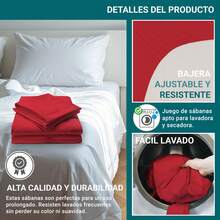 Ecommerc3 3-4 Piece Cotton Sheet Set, Fits Beds 80-200 Cm, Wide Variety Of Colors - 紅色 - 查看 5