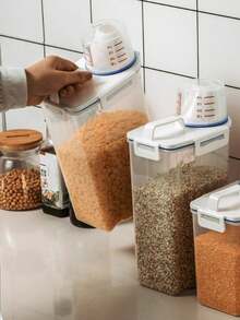 Household Rice Storage Box, Insect-Proof And Moisture-Proof, Sealed Flour Storage Canister, Rice And Grain Storage Box - Clear - View 4